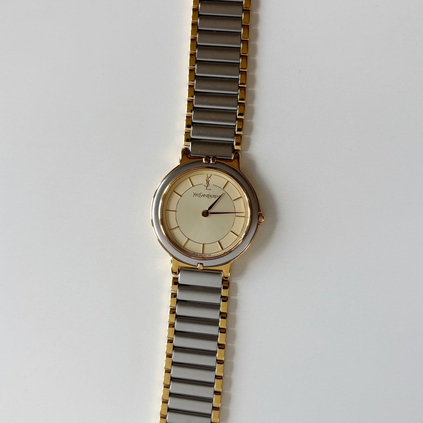 Yves Saint Laurent 1990s Round Dial Gold Plated Two Tone watch (Large)