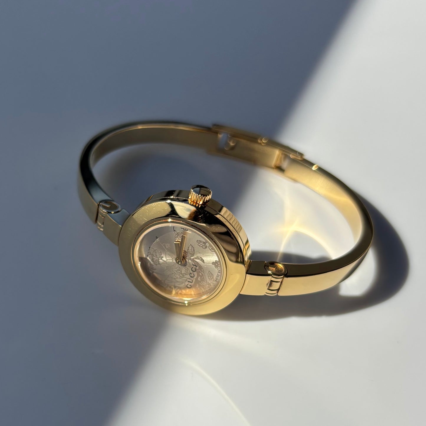 Gucci Early 2000s Gold Plated Bangle Watch
