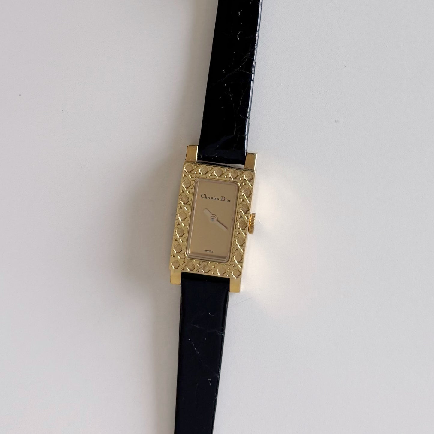 Dior 1990s La Parisienne 18K Solid Gold Case Tank Watch