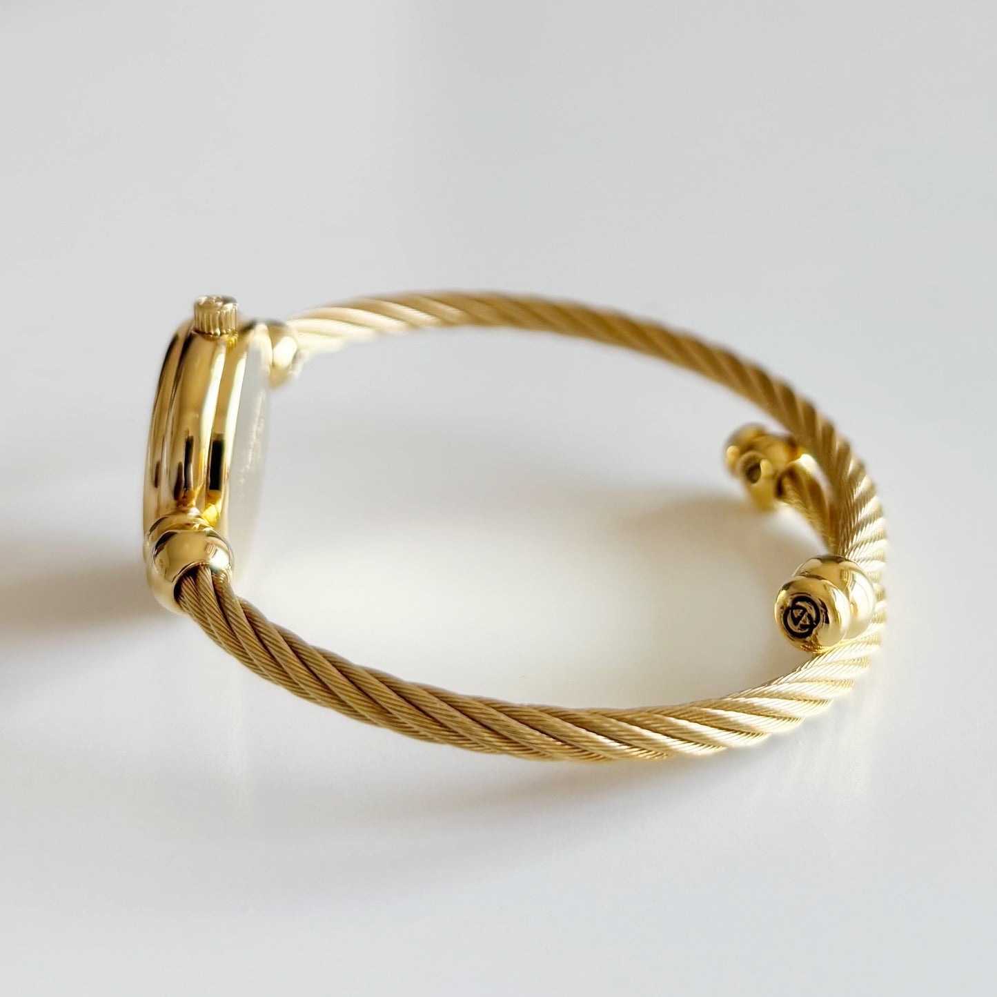 Gucci 1990s Black Dial Gold Plated Cable Bangle Watch