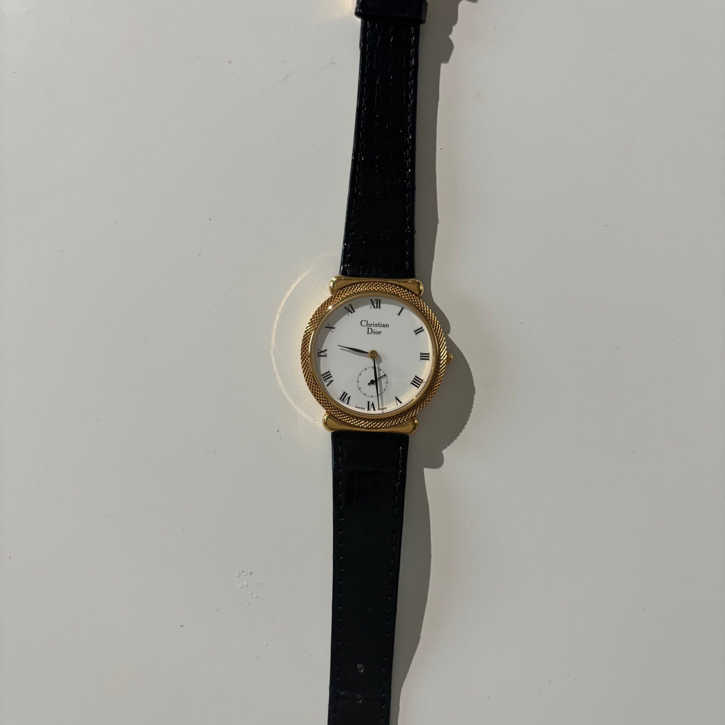 Dior 1990s Date Round Dial Gold Plated Watch (Large)