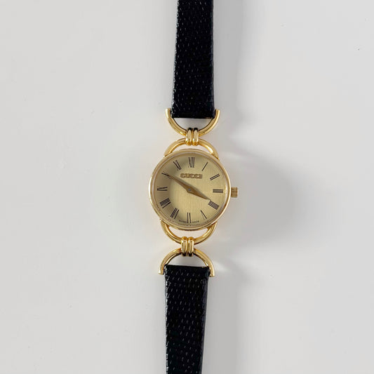 Gucci 1990s Gold Dial Horsebit Gold Plated Watch