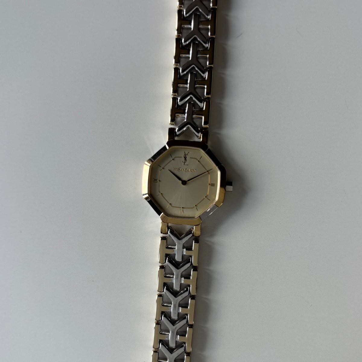 Yves Saint Laurent 1990s Octagon Dial Two-Tone Gold-Plated Watch