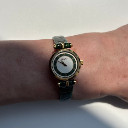 Gucci 1990s Sherry Round Dial Green Watch