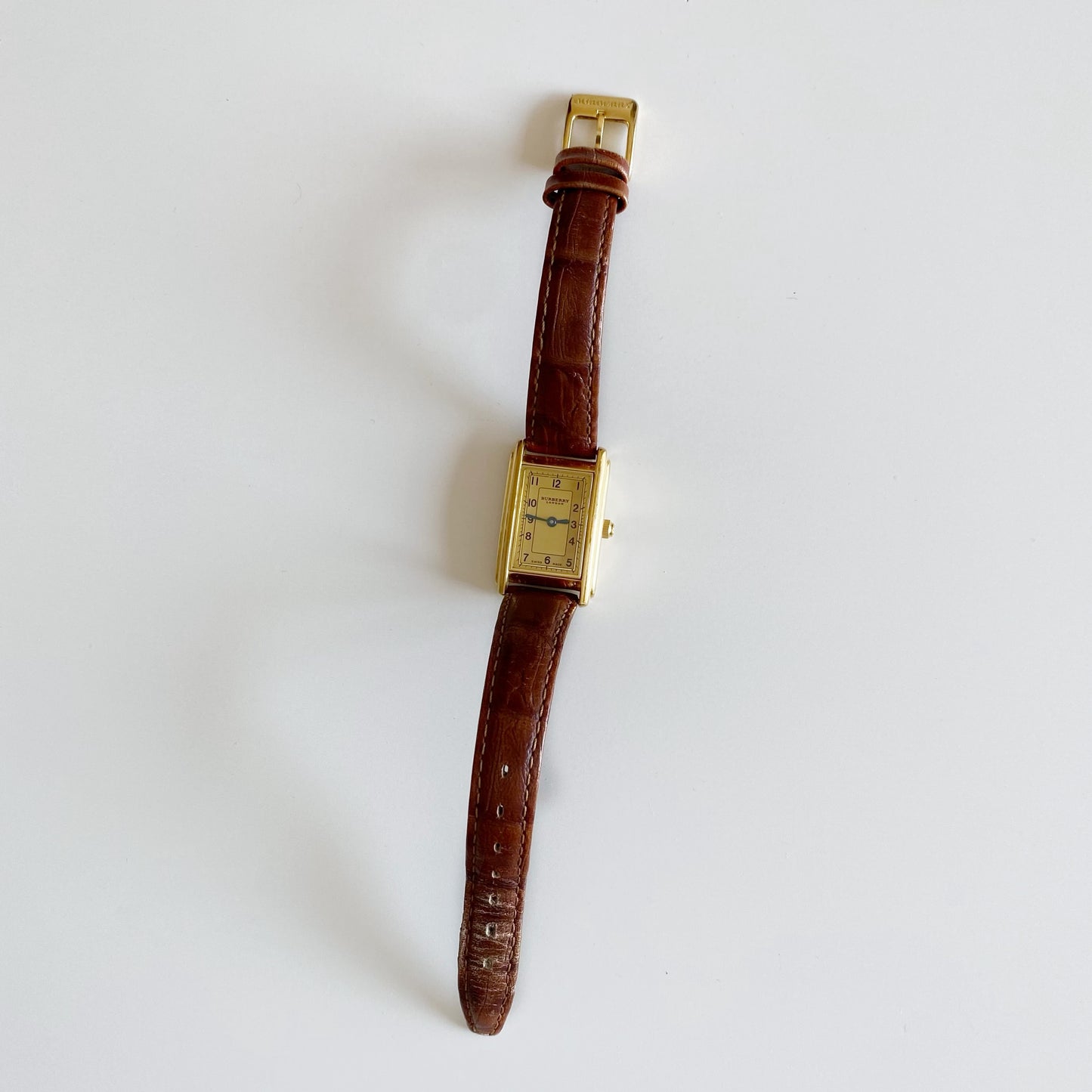 Burberry 1990s Gold Plated Tank Watch