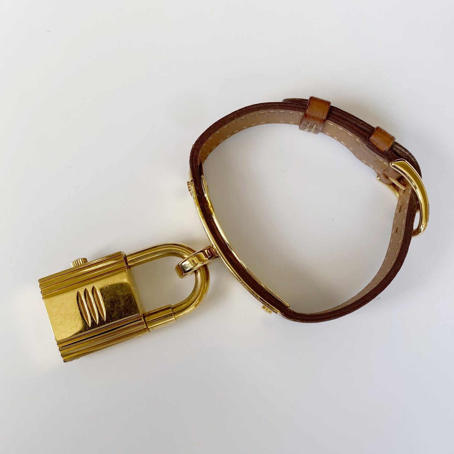 Hermés 1990s Kelly Gold Plated Leather Watch