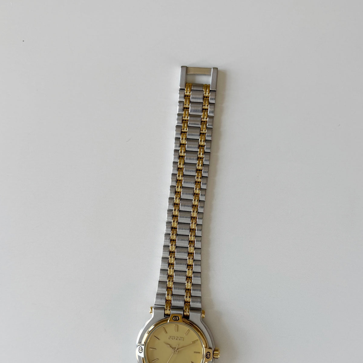 Gucci 1990s Date Round Dial Two Tone Gold Plated Watch
