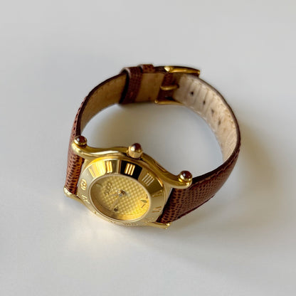 Gucci 1990s Gold Dial Gold Plated Watch