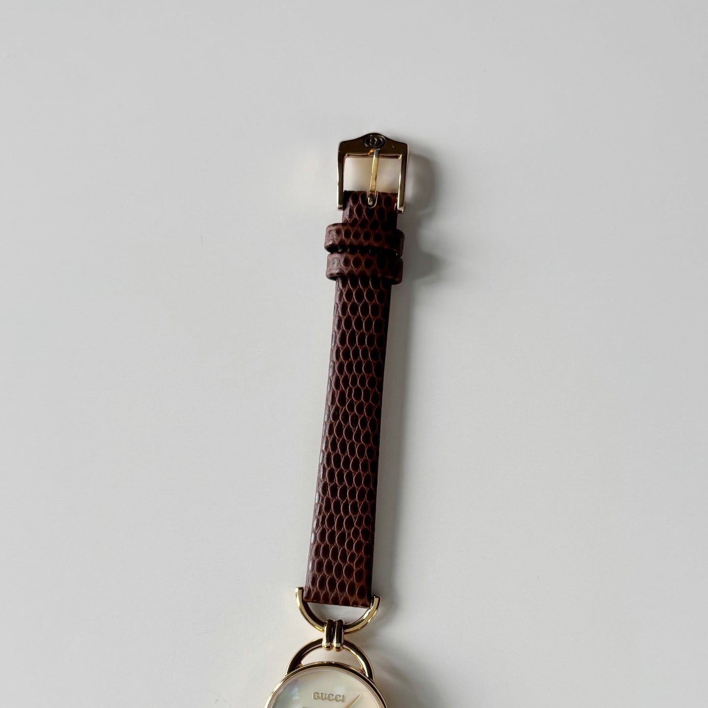Gucci 1990s Seashell Dial Gold Plated Horsebit Gold Plated Watch