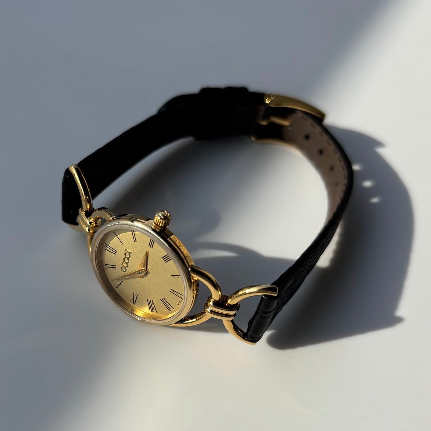 Gucci 1990s Gold Dial Horsebit Gold Plated Watch