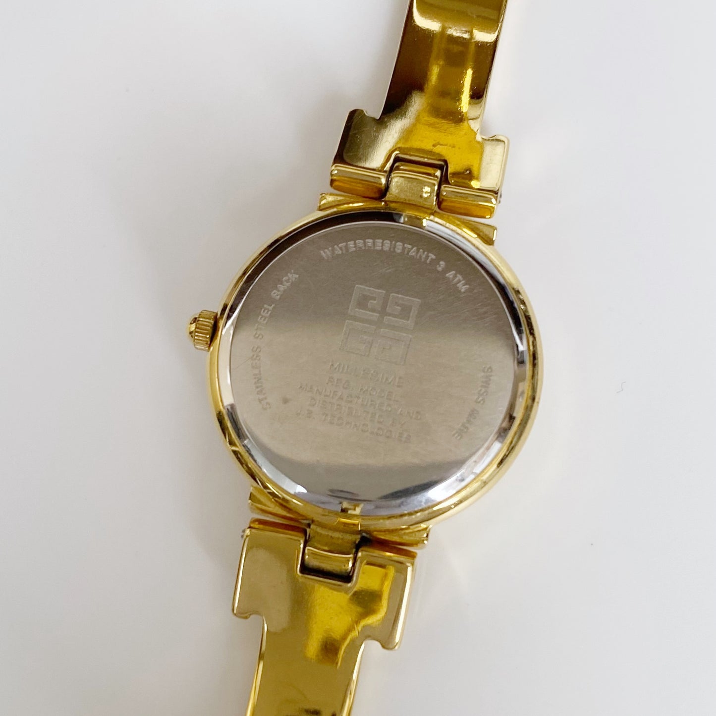 Givenchy 1990s Black Dial Gold Plated Bangle Watch