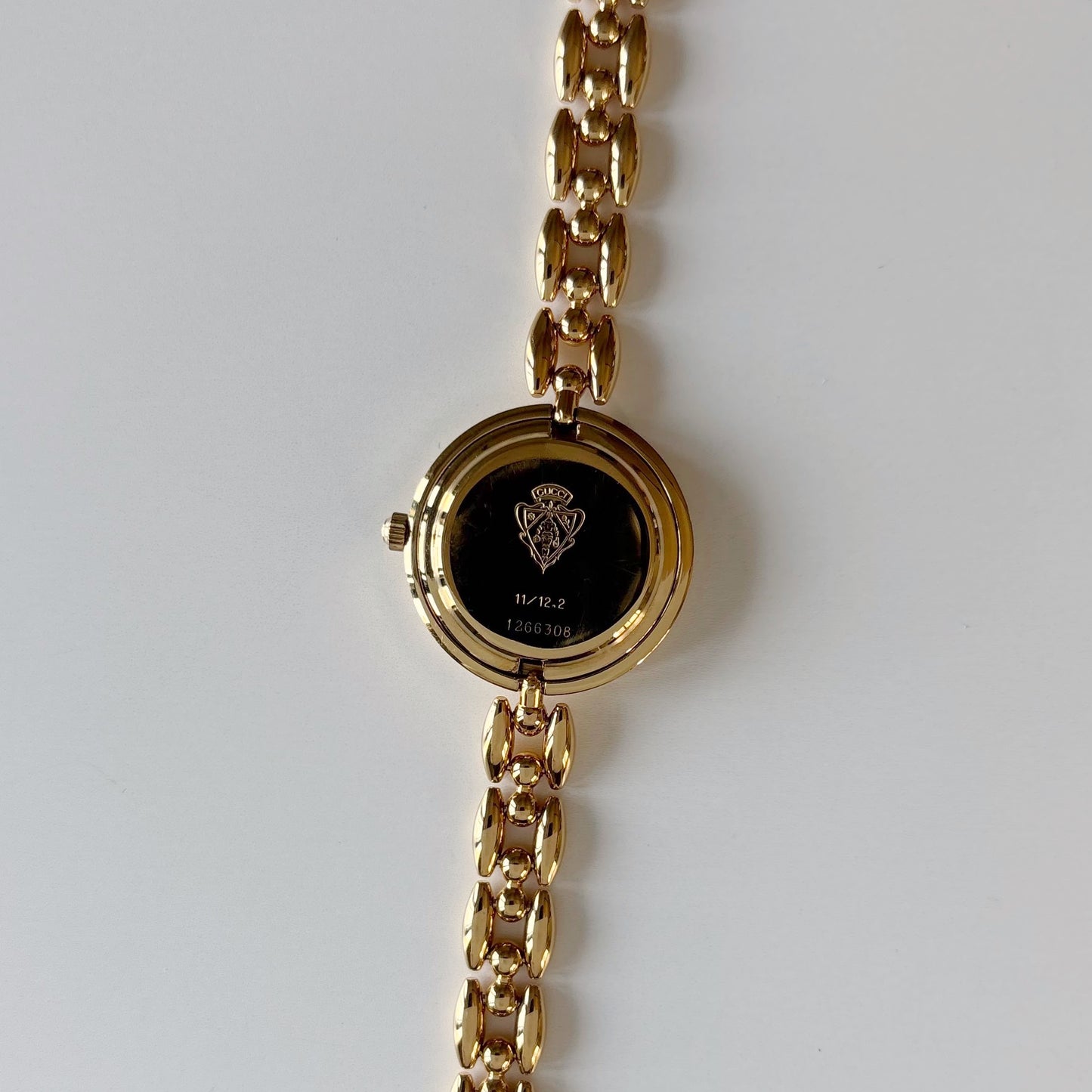 Gucci 1990s Interchangeable Bezel Gold Plated Race Chain Watch with case, 6 bezels (160mm)