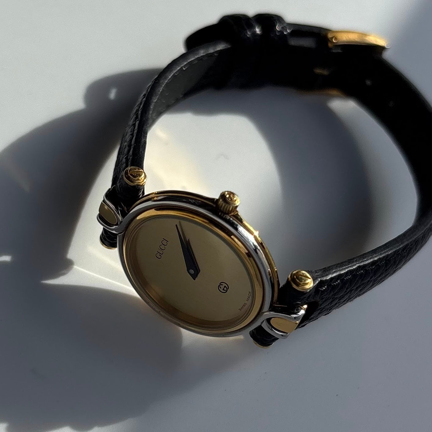 Gucci 1990s Round Dial Two Tone Watch