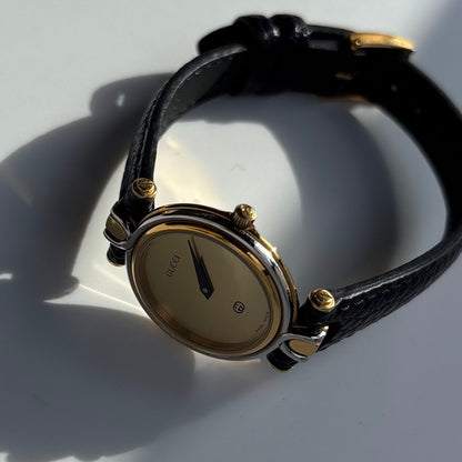 Gucci 1990s Round Dial Two Tone Watch