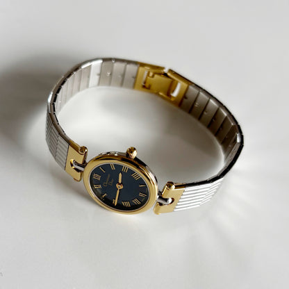 Dior 1990s Navy Dial Gold Plated Two Tone Watch