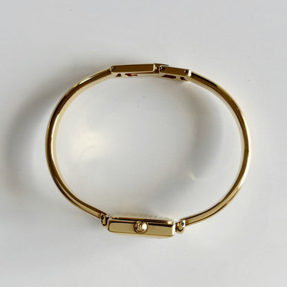 Gucci 1990s Square Dial Gold Plated Bangle Watch