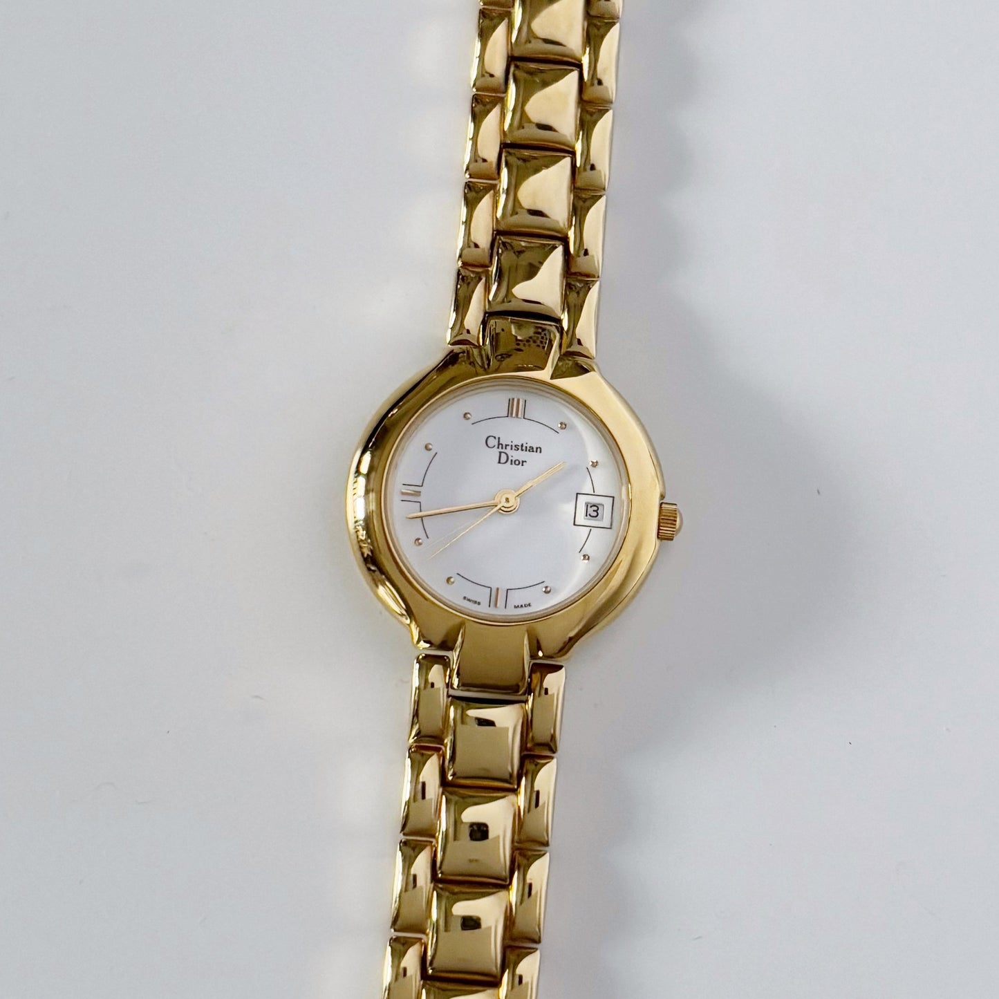 Dior 1990s Gold Plated Round Watch