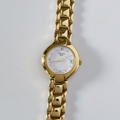 Dior 1990s Gold Plated Round Watch