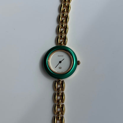 Gucci 1990s Interchangeable Bezel Gold Plated Watch with 6 bezels, case (167mm)