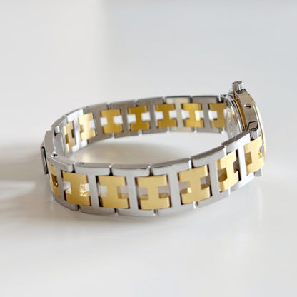 Hermes 1990s Clipper Date Round Dial Two Tone Watch