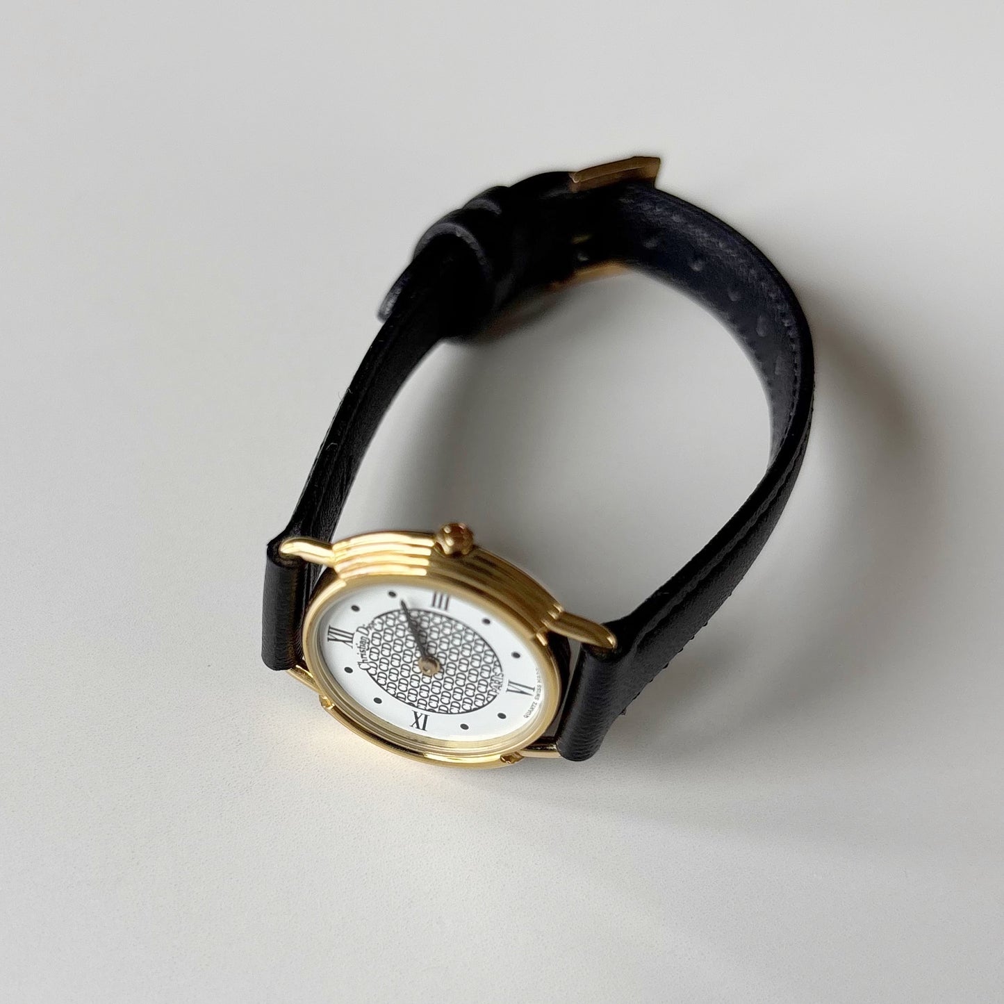 Dior 1990s DC Logo Round Dial Gold Plated Watch