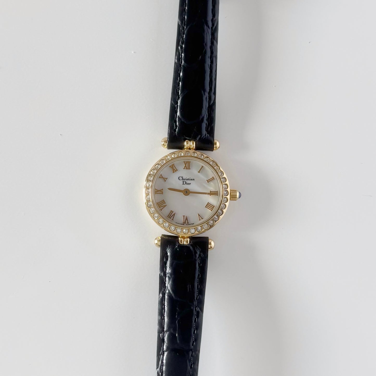 Dior 1990s Seashell Round Dial Gold Plated Watch