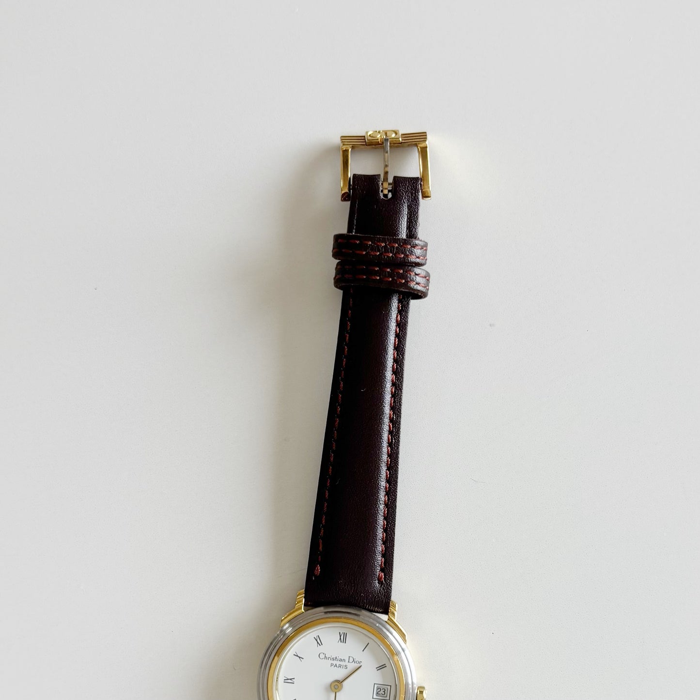 Dior 1990s Round Dial Date Two Tone Watch