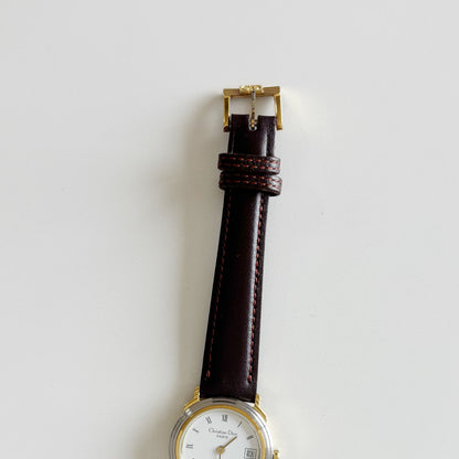 Dior 1990s Round Dial Date Two Tone Watch