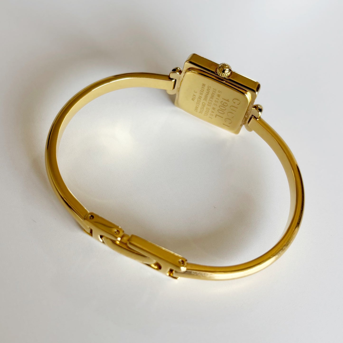 Gucci 1990s Square Dial Gold Plated Bangle Watch