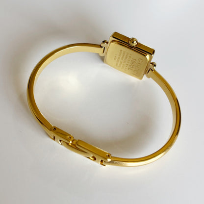 Gucci 1990s Square Dial Gold Plated Bangle Watch