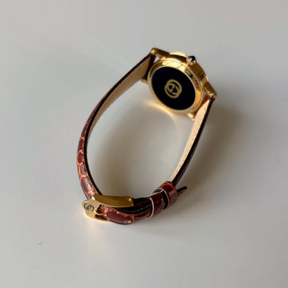 Gucci 1990s Date Round Dial Gold-Plated Watch