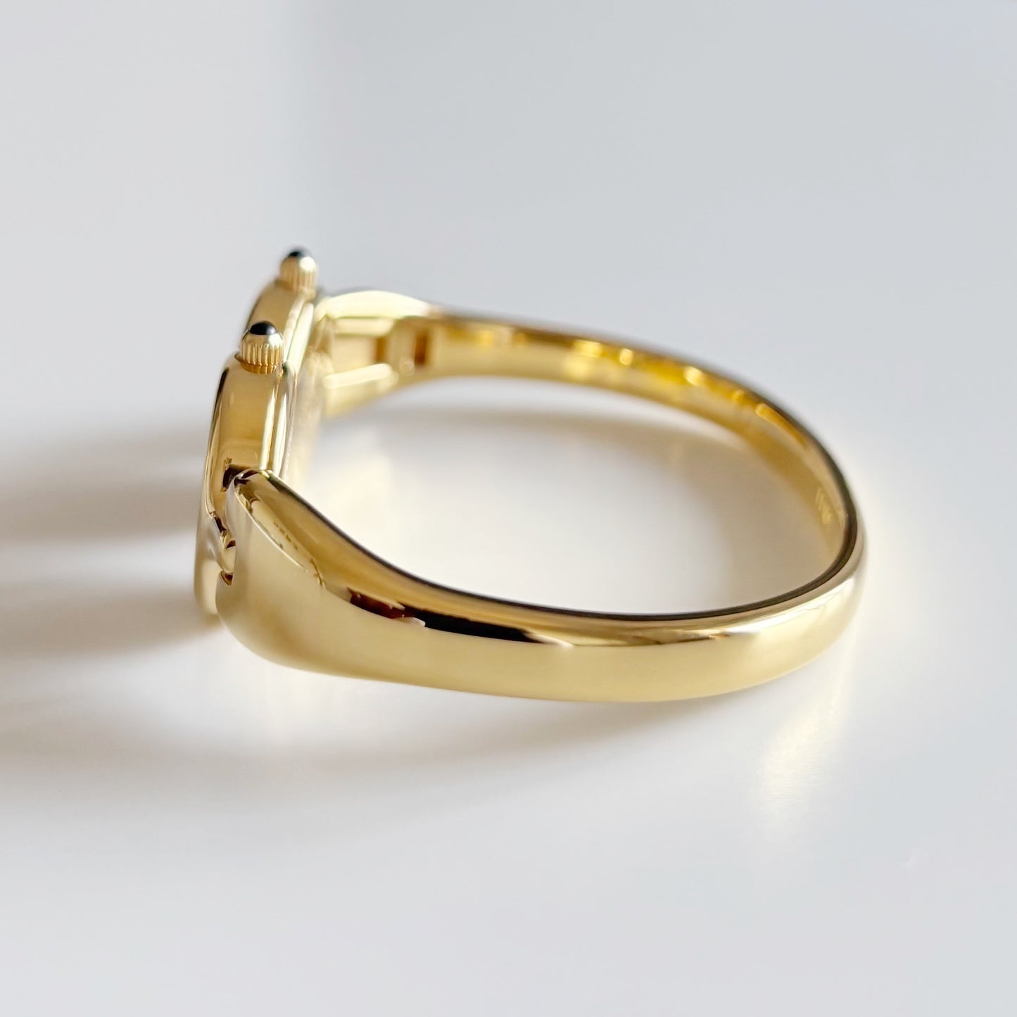 Fendi 1990s Seashell Dial Two Time Zone Gold Plated Bangle Watch