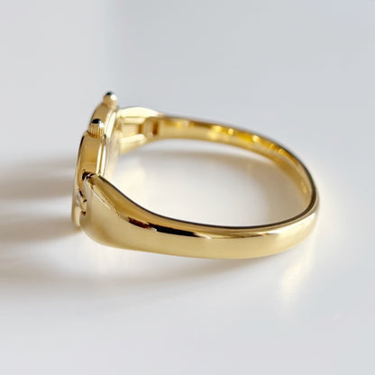 Fendi 1990s Seashell Dial Two Time Zone Gold Plated Bangle Watch