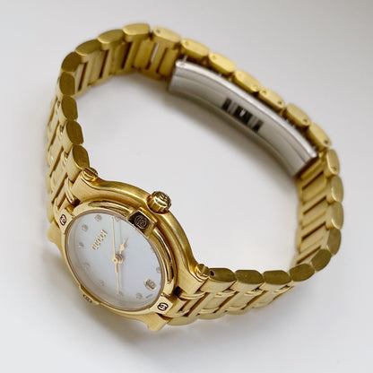 Gucci 1990s Seashell Dial Gold Plated Watch