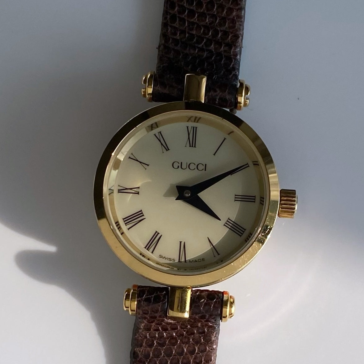 Gucci 1990s Gold Plated Round Watch