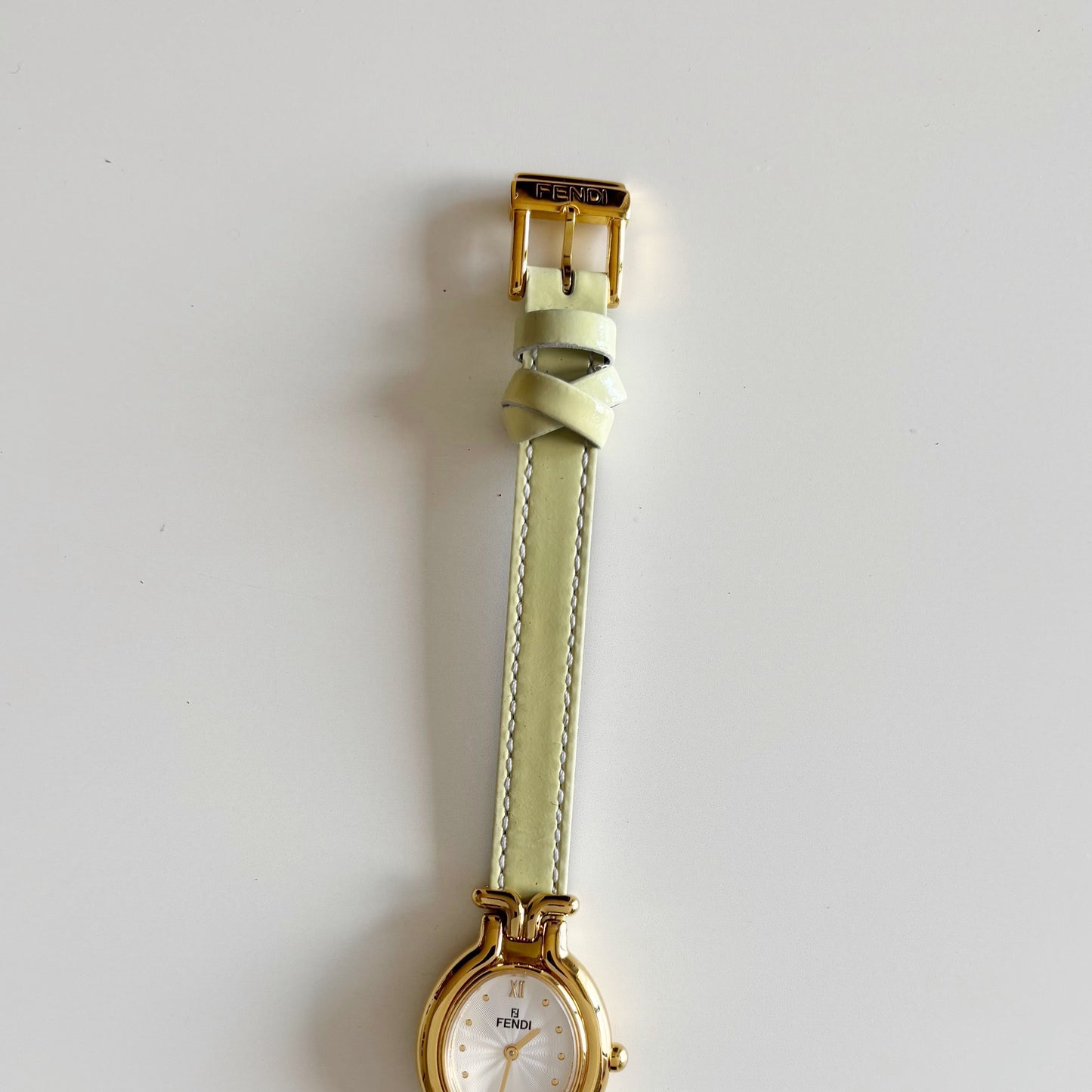 Fendi 1990s Interchangeable Strap Gold Plated Watch with 9 straps, case