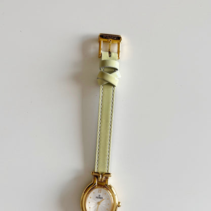 Fendi 1990s Interchangeable Strap Gold Plated Watch with 9 straps, case