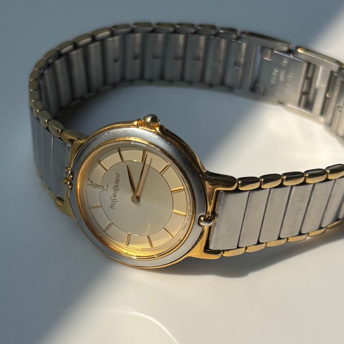 Yves Saint Laurent 1990s Round Dial Two Tone Watch