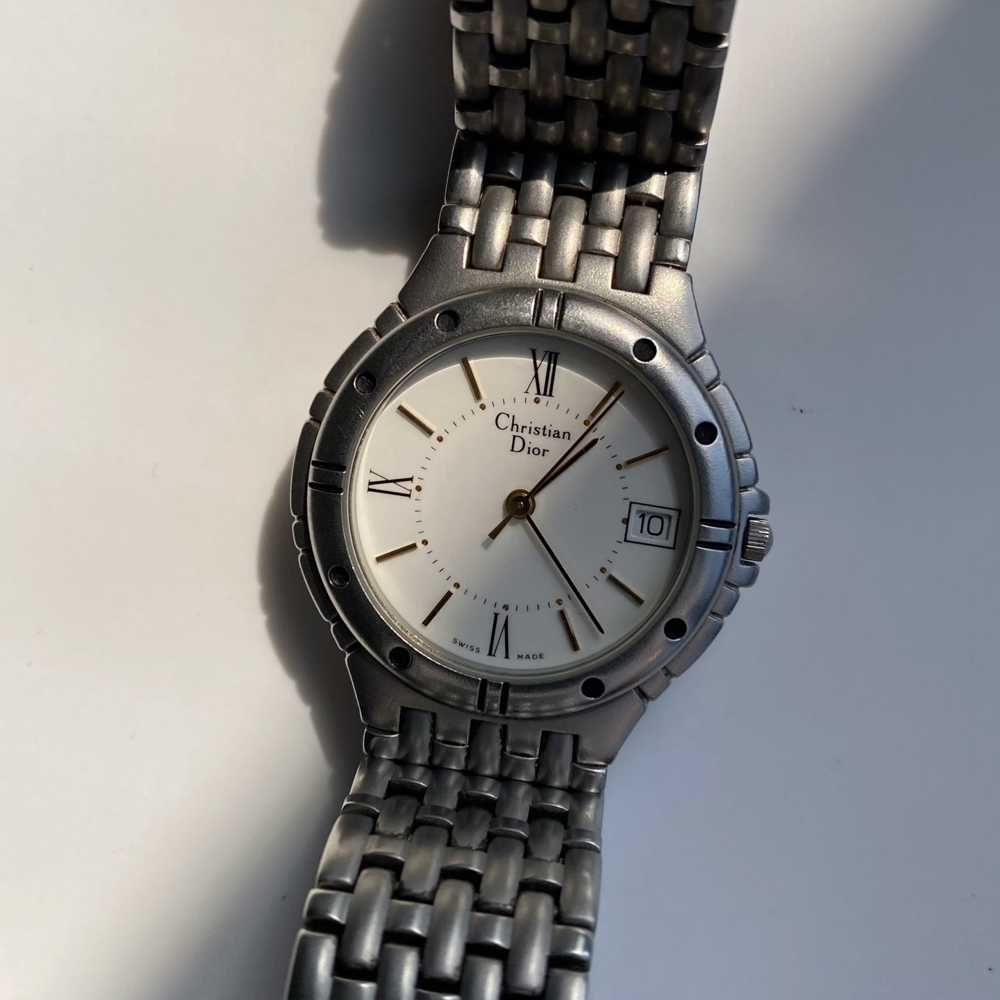 Dior 1990s Date Silver Watch