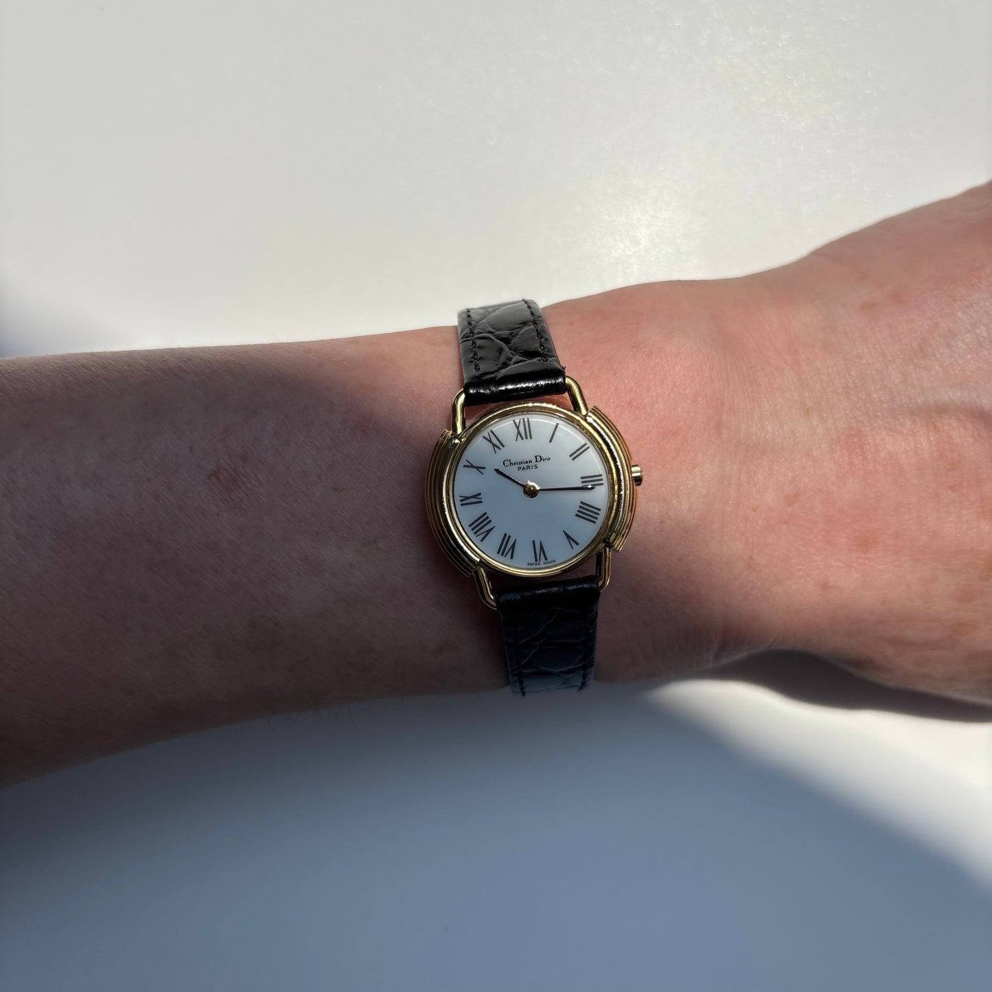 Dior 1990s Round Dial Gold Plated Watch