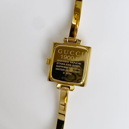 Gucci 1990s Square Gold Plated Bangle Watch