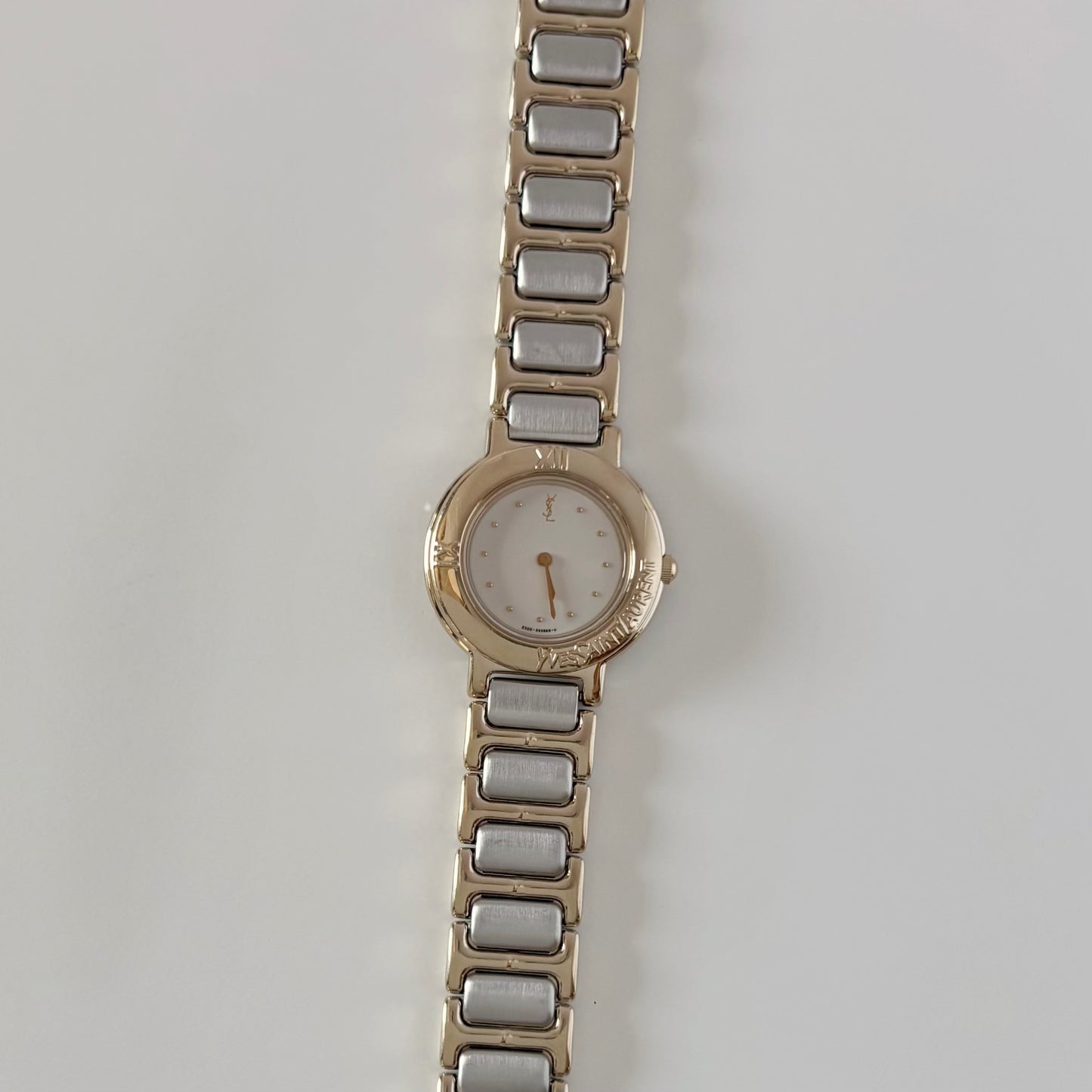 Yves Saint Laurent 1990s Round Dial Two Tone Gold Plated Watch