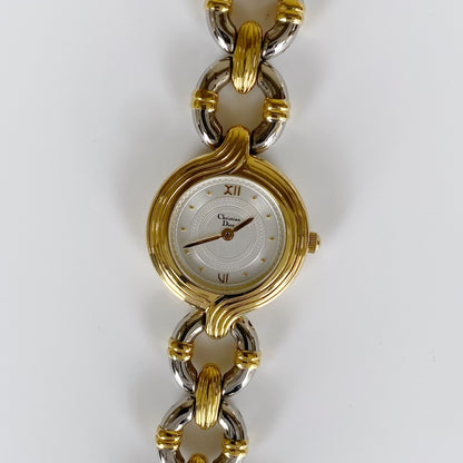 Dior 1980s Two Tone Round Watch