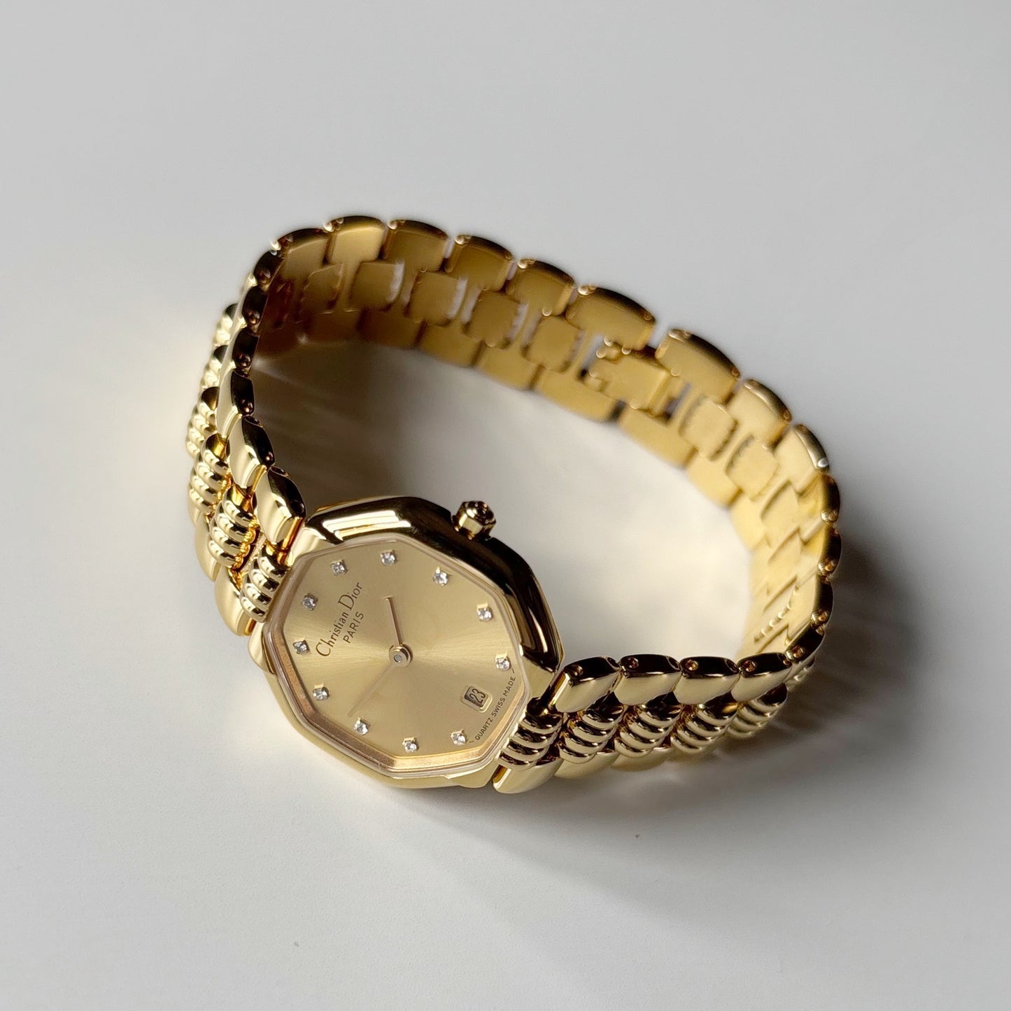 Dior 1990s Octagon Dial Gold Plated Watch