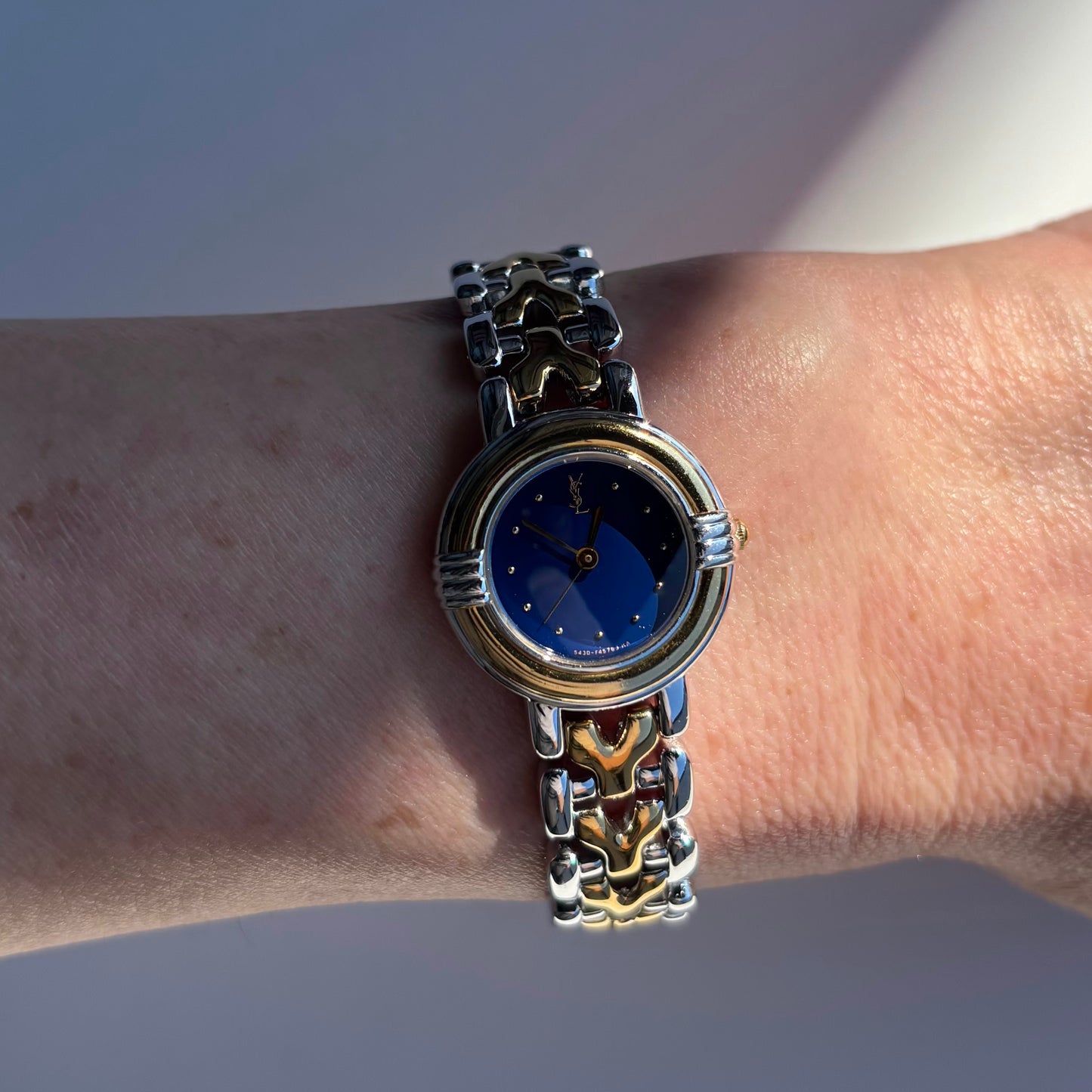 Yves Saint Laurent 1990s Round Dial Two Tone Watch