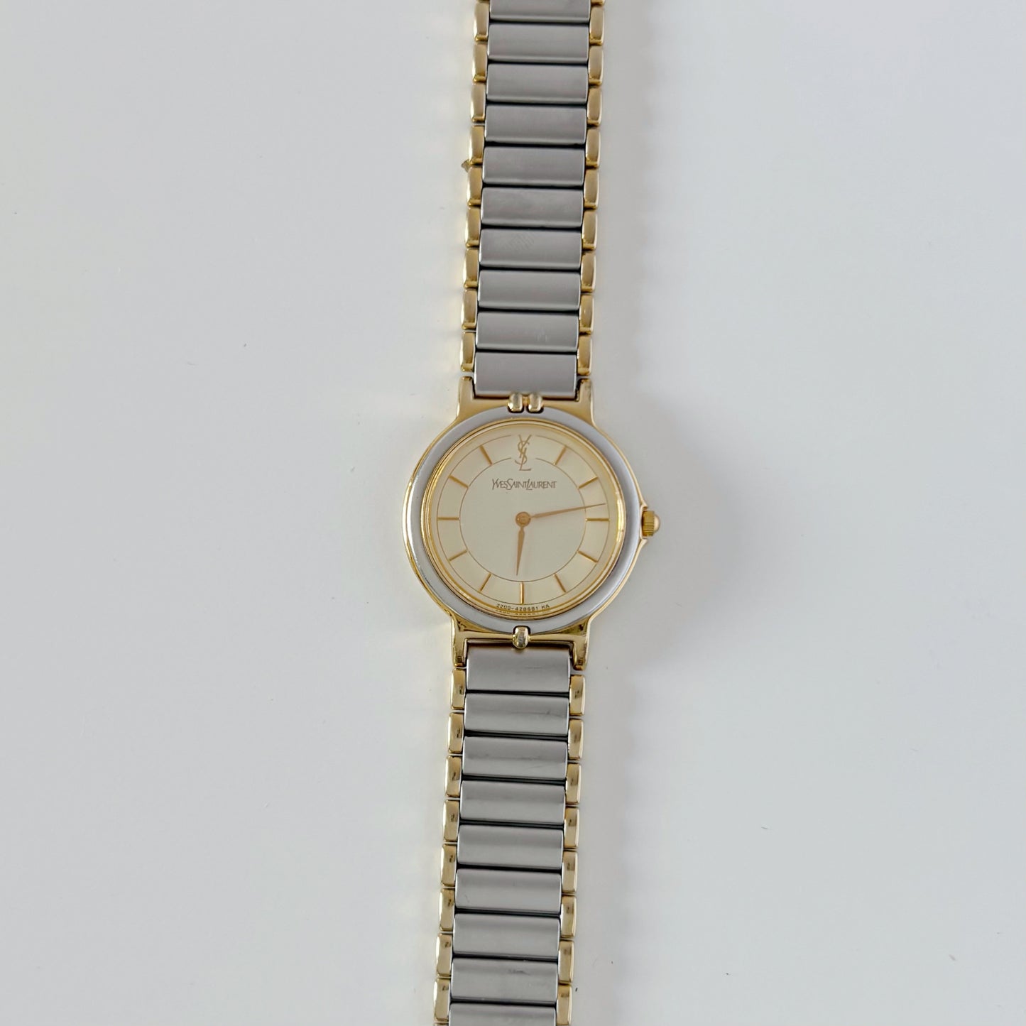 Yves Saint Laurent 1990s Round Dial Two Tone Watch