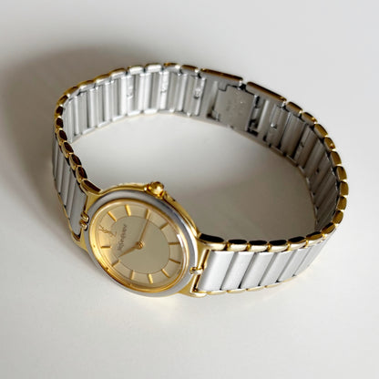 Yves Saint Laurent 1990s Round Dial Two Tone Watch
