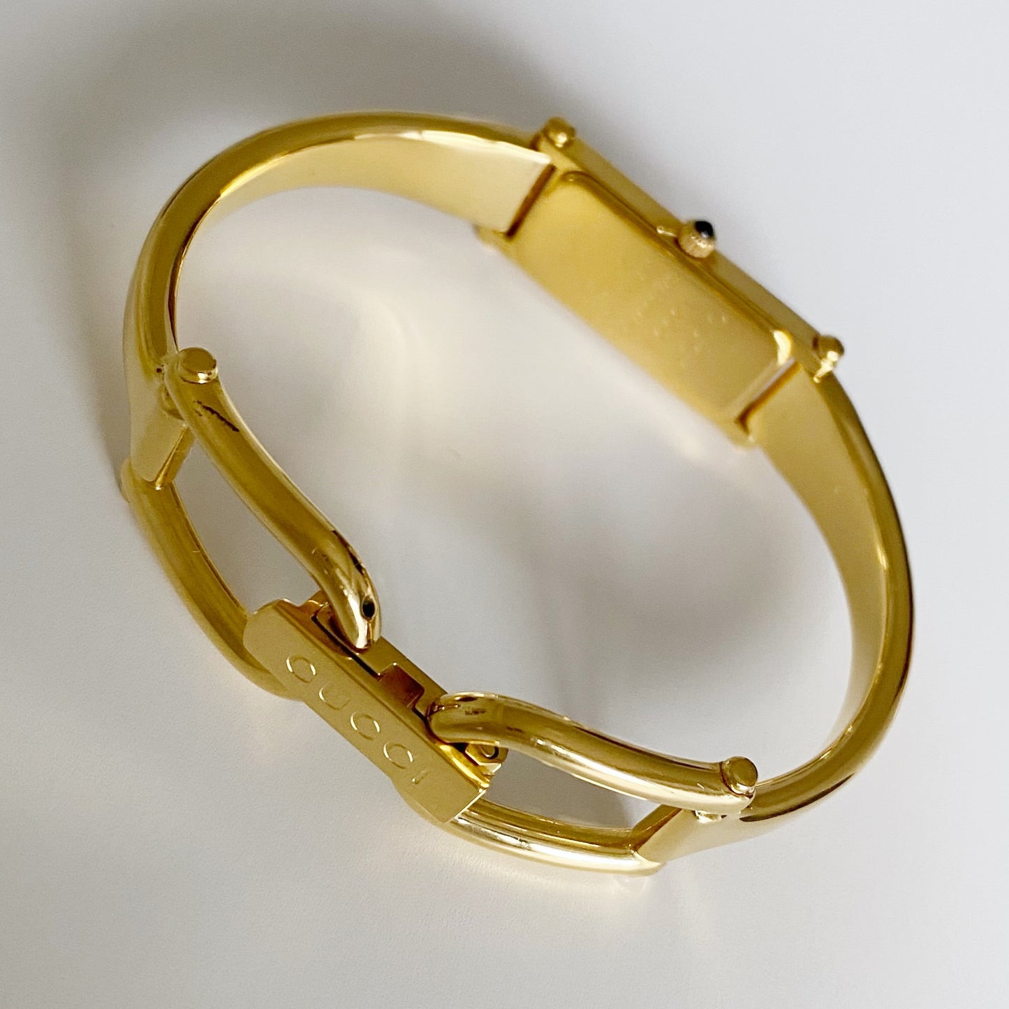 Gucci 1990s Seashell Dial Gold Plated Bangle Watch