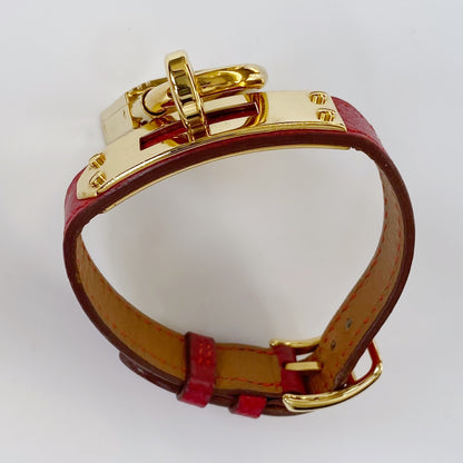 Hermes 1990s Kelly Gold Plated Red Leather Strap Watch