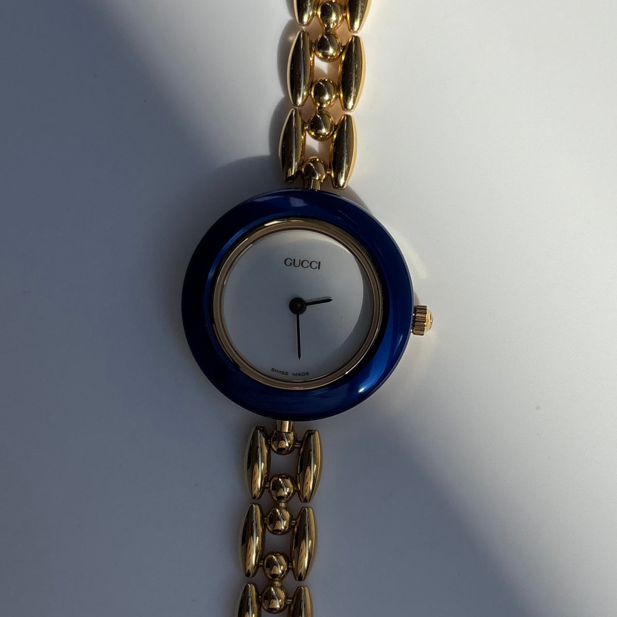 Gucci 1990s Interchangeable Bezel Gold Plated Rice Chain Watch with 6 bezels, case (160mm)